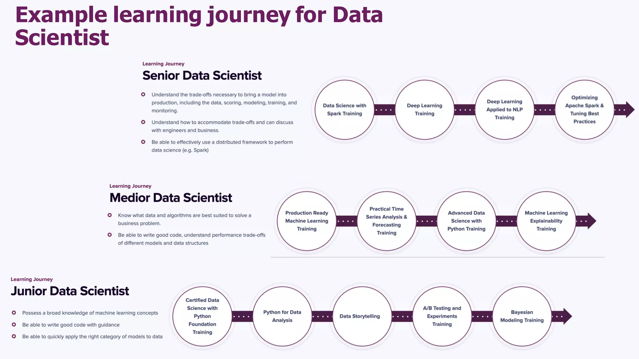 Example learning journey for Data
Scientist
 