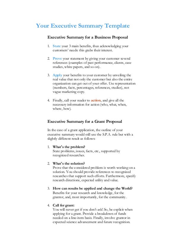 executive summary rfp executive summary template
