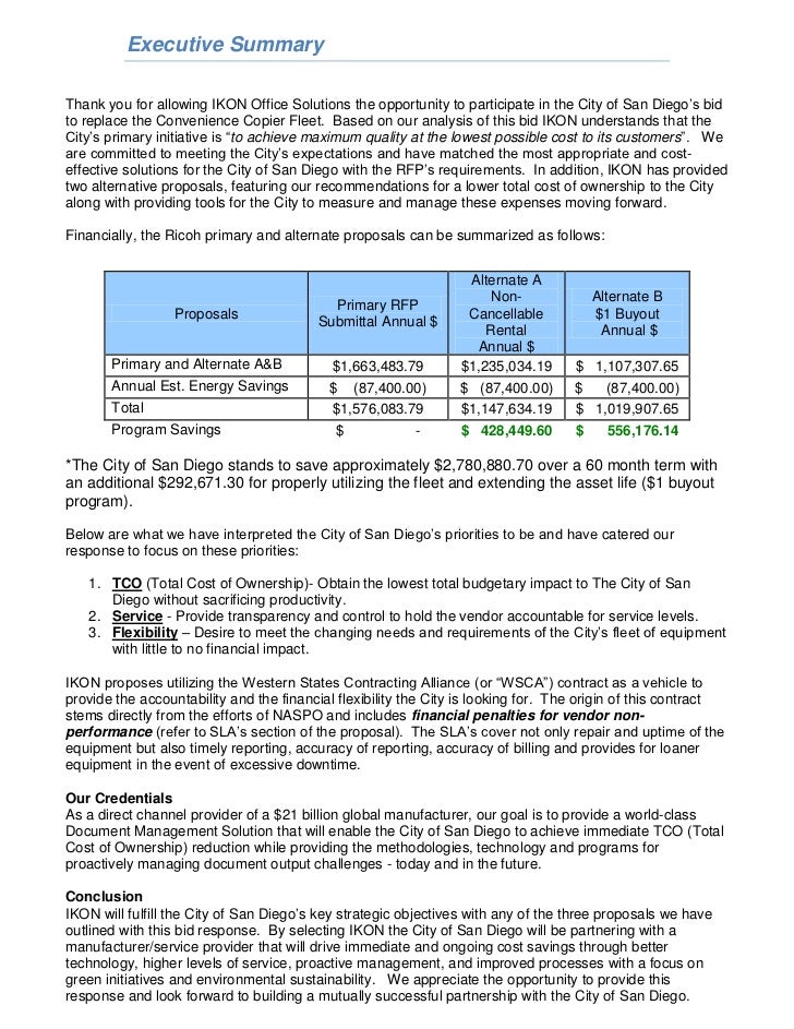 rfp executive summary template rome fontanacountryinn com executive summary example for proposal