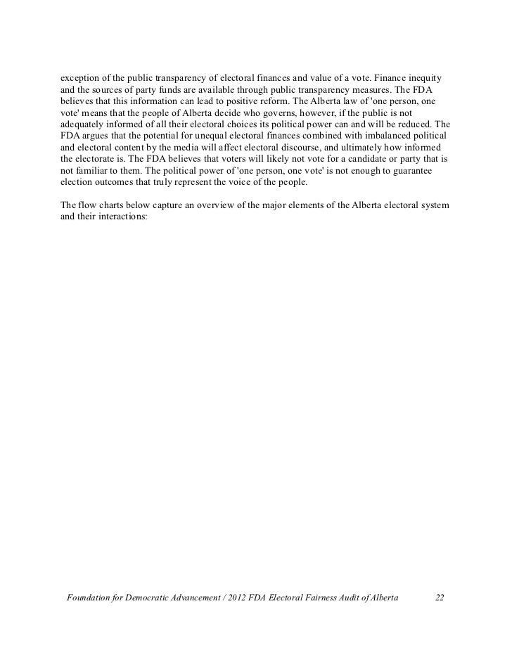 Alberta-- Executive Summary of the 2012 FDA Electoral 
