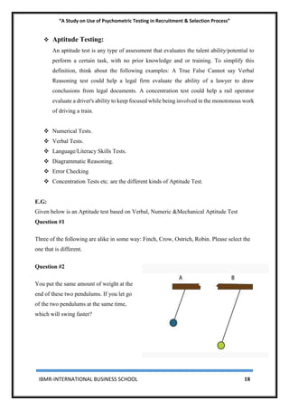 Use Of Psychometric Testing In Recruitment &amp; Selection Process 