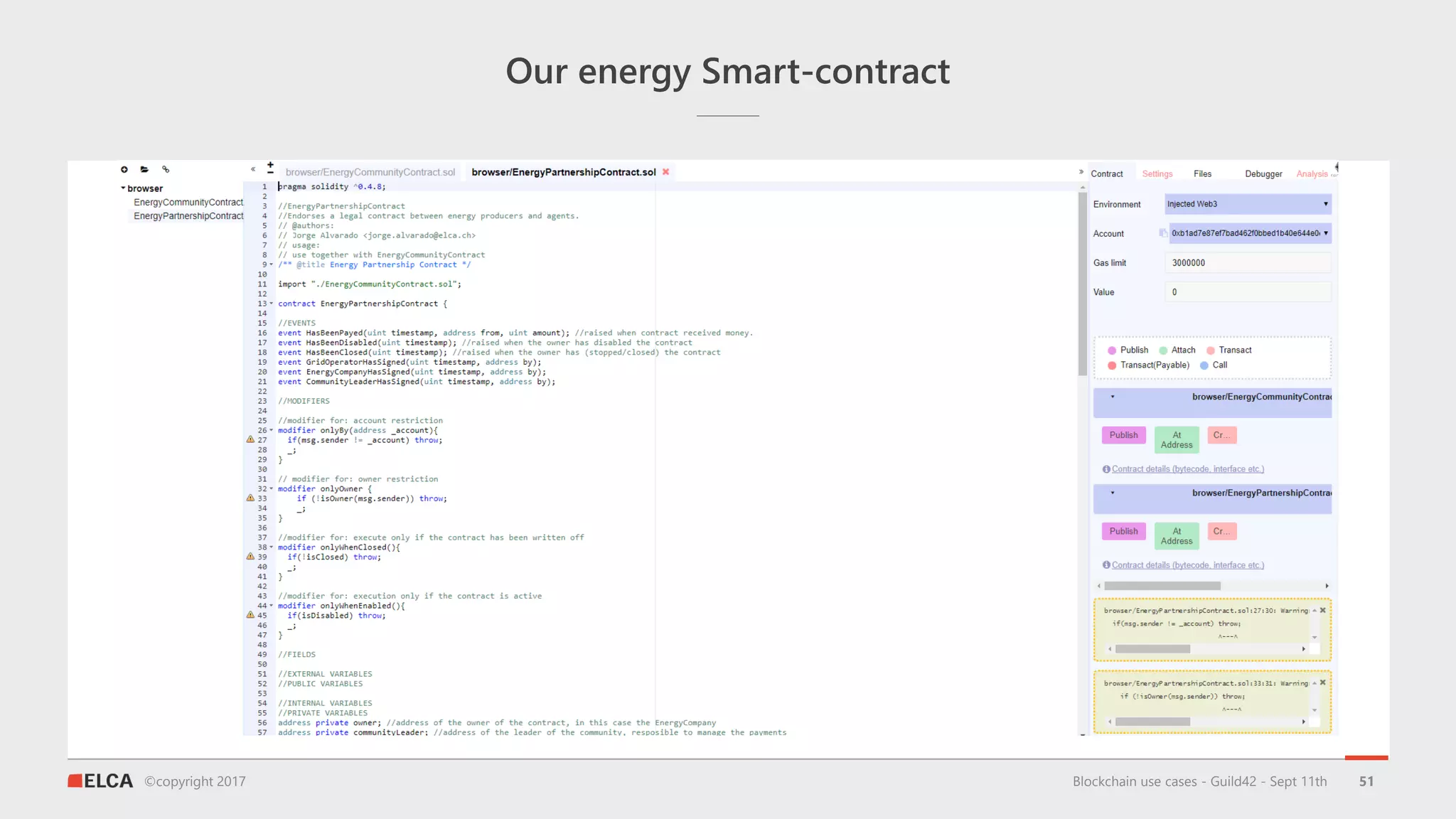 ©copyright 2017
Our energy Smart-contract
Blockchain use cases - Guild42 - Sept 11th 51
 