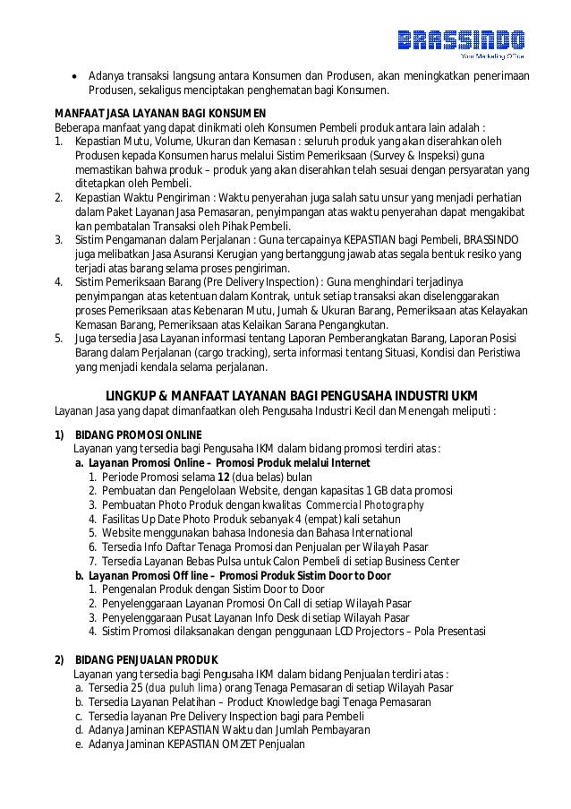 EXECUTIVE SUMMARY JASA LAYANAN PEMASARAN INDUSTRI UKM EXECUTIVE SUMMARY JASA LAYANAN PEMASARAN INDUSTRI UKM