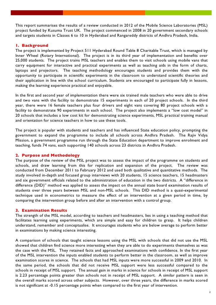 Executive Summary Project Review of Mobile Science Laboratories June