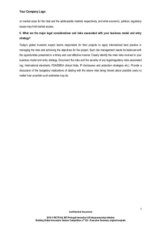 what goes into an executive summary
