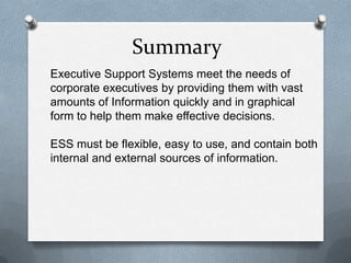 Executive support system [ess] itm project, by romeo mba first sem | PPTX