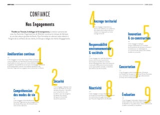 10 11
GROUPE KEOLIS L’ESSENTIEL 2016/2017
9
7
5
6
8
4 Innovation
 co-construction
—
C’est s’engager à impliquer
chaque collaborateur et à mobiliser
les écosystèmes de startups et d’acteurs
innovants pour co-développer et
co-construire des solutions de mobilité
durable et connectée.
Concertation
—
C’est s’engager à réunir chaque année, à l’initiative
du Président du Groupe, le comité des Parties Prenantes
pour contribuer à une société qui agit collectivement
en faveur de la mobilité durable.
Évaluation
—
C’est s’engager à demander chaque année le retour
d’information des clients Autorités Organisatrices
de Mobilité sur la qualité de leur relation partenariale
et définir ensemble où s’améliorer.
2Sécurité
—
C’est s’engager à déployer avec
chacune des filiales du Groupe
des plans d’actions « sécurité »
pour rechercher le « zéro
accident » pour les voyageurs,
les salariés, les riverains
des lignes et l’ensemble
des parties prenantes.
Ancrage territorial
—
C’est s’engager à répondre aux
besoins de mobilité et aux ambitions
des collectivités locales et de leurs
citoyens, en s’appuyant sur notre
ancrage territorial.
Responsabilité
environnementale
 sociétale
—
C’est s’engager aux côtés des décideurs
locaux à œuvrer pour la promotion
des transports durables et la réussite
de leur développement, dans une recherche
continuelle d’efficacité environnementale
et de responsabilité sociétale, au bénéfice
des clients et du service public.
Réactivité
—
C’est s’engager à ce que chacun dans
le Groupe soit accessible et disponible quand
son intervention est jugée nécessaire
par l’Autorité Organisatrice de Mobilité.
3Compréhension
des modes de vie
—
C’est s’engager à faire bénéficier les clients
Autorités Organisatrices des enseignements
des études Keoscopie, afin d’éclairer leurs
choix et leurs décisions.
1Amélioration continue
—
C’est s’engager à ce que dans chaque filiale du Groupe soit
conçu et déployé un projet KeoLife tourné vers le progrès
responsable et continu, pour sans cesse améliorer la fiabilité,
la qualité et l’accessibilité de ses services comme gage d’efficacité
et de fréquentation, assurer une meilleure satisfaction des
Autorités Organisatrices et gagner dans la durée leur confiance.
Fondée sur l’écoute, le dialogue et la transparence, la relation partenariale
avec les Autorités Organisatrices de Mobilité constitue la marque de fabrique
et une des valeurs ajoutées de Keolis. Pour formaliser et valoriser cette relation à
l’origine de la confiance de ses clients, le Groupe a rédigé une charte d’engagements.
CONFIANCE
—
Nos Engagements
 