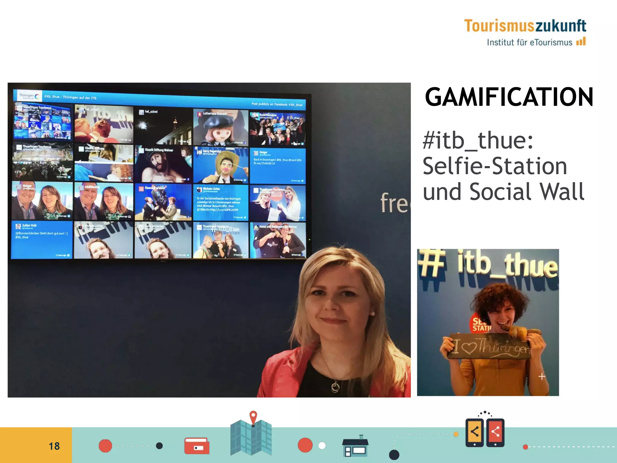 18
GAMIFICATION
#itb_thue:
Selfie-Station
und Social Wall
 