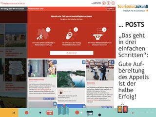 39
… POSTS
„Das geht
in drei
einfachen
Schritten“:
Gute Auf-
bereitung
des Appells
ist der
halbe
Erfolg!
 