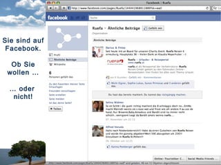 SOCIAL MEDIA | GÜNTER EXEL | 1. WIENER REISEBÜROTAG | 16|11|2010 7
Sie sind auf
Facebook.
Ob Sie
wollen …
… oder
nicht!
 