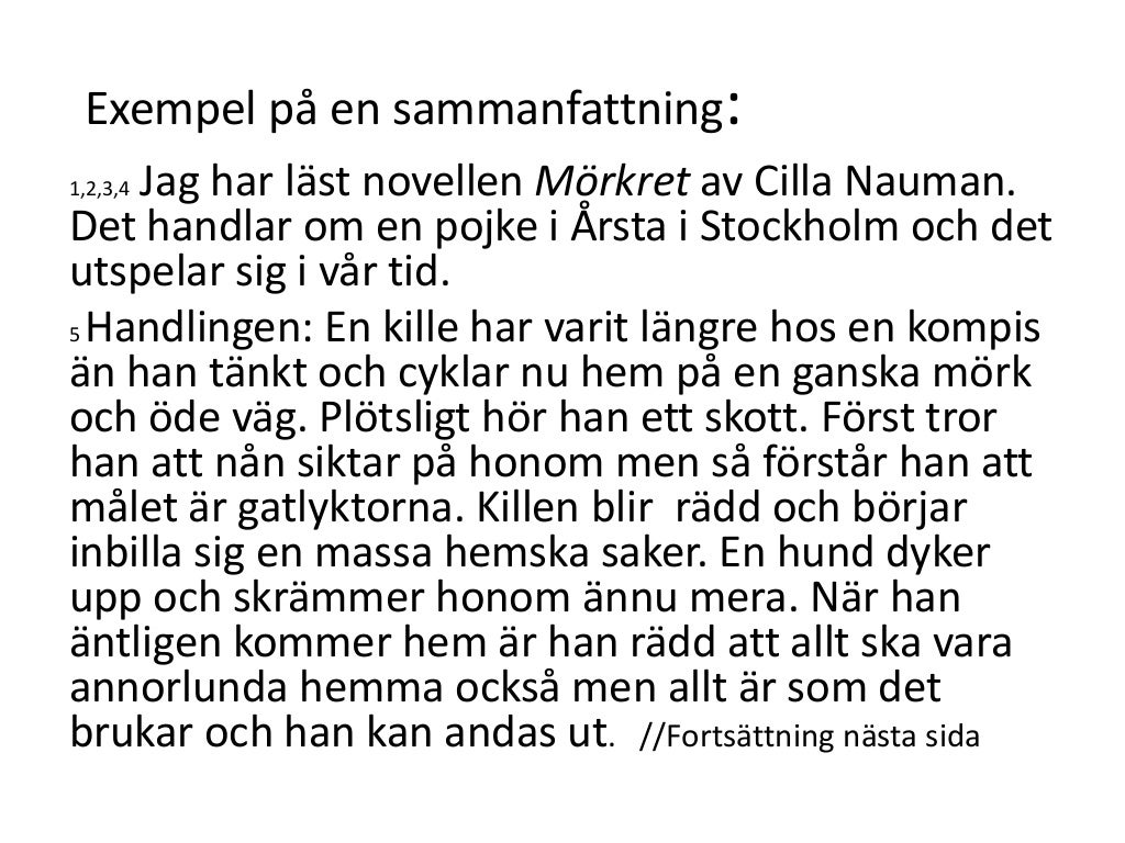 Exempel på hur man skriver sammanfattning av en