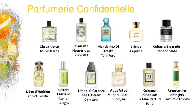 Exemples parfums hespéridés perfectionnement 2016