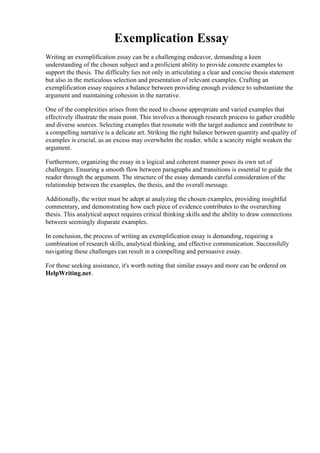 Exemplication Essay. Sample exemplification essay topics in 2021 Essay ...