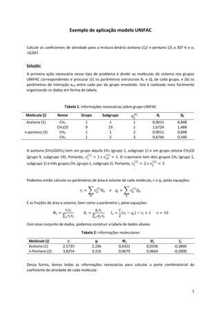Simulation Unifac Exemplo de aplicação modelo unifac | PDF