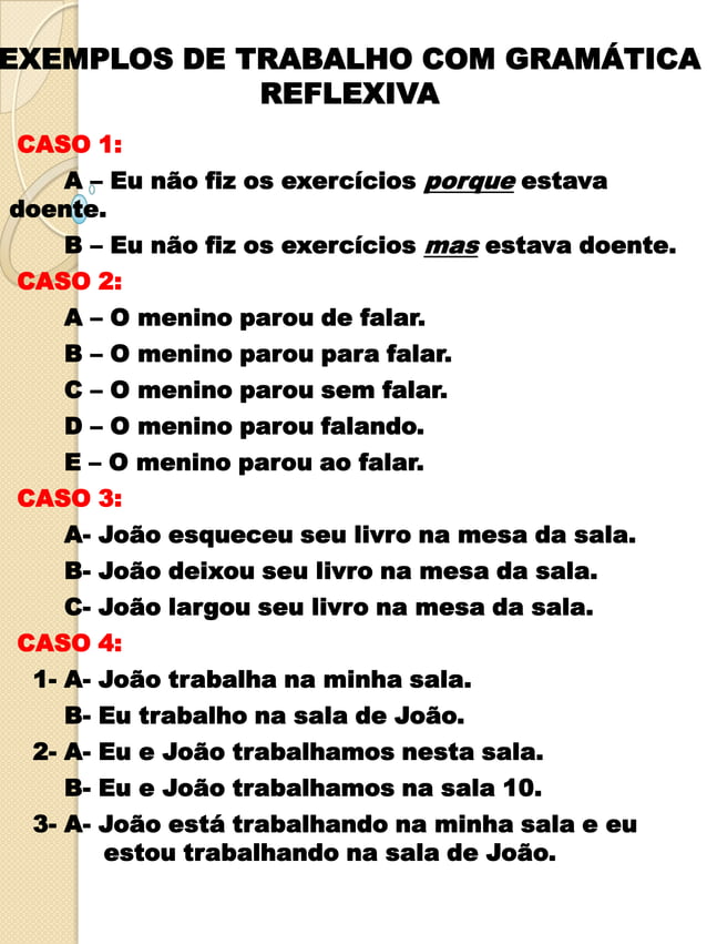 Exemplos de trabalho com gramática reflexiva | PDF