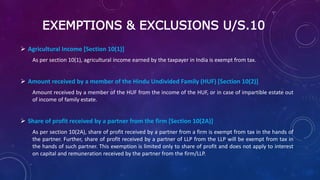Exempted income under income tax act | PPTX