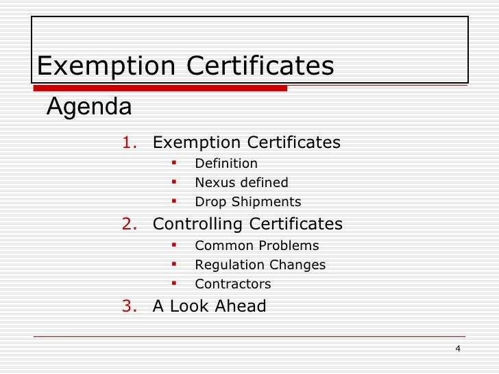 Exemption Certificate Management