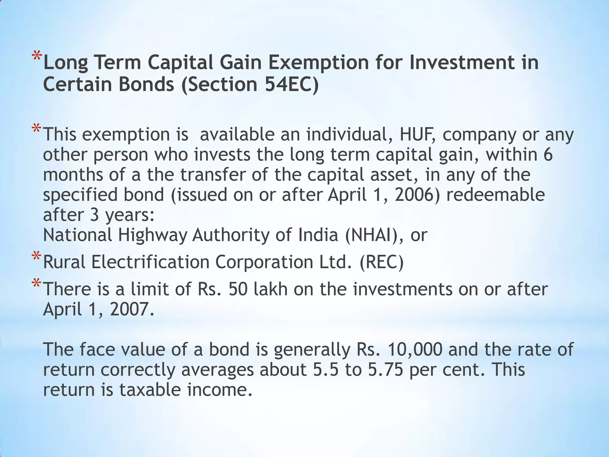 Exemptions from capital gains under sections 54, | PPTX