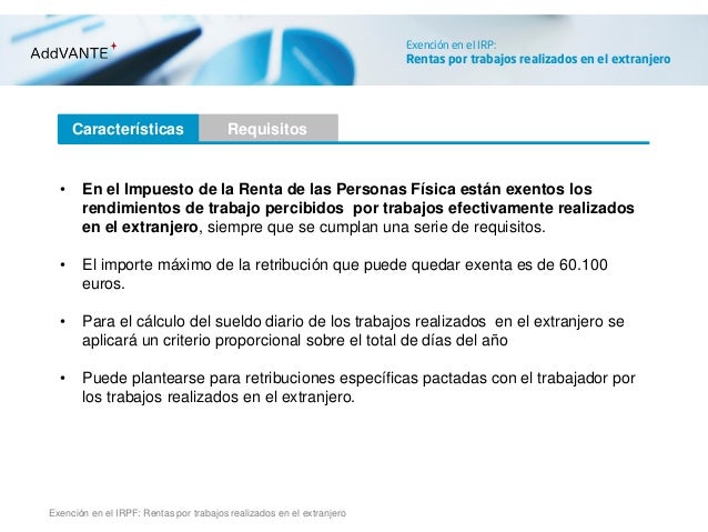 Exención en el IRPF: Rentas por trabajos realizados en el ...