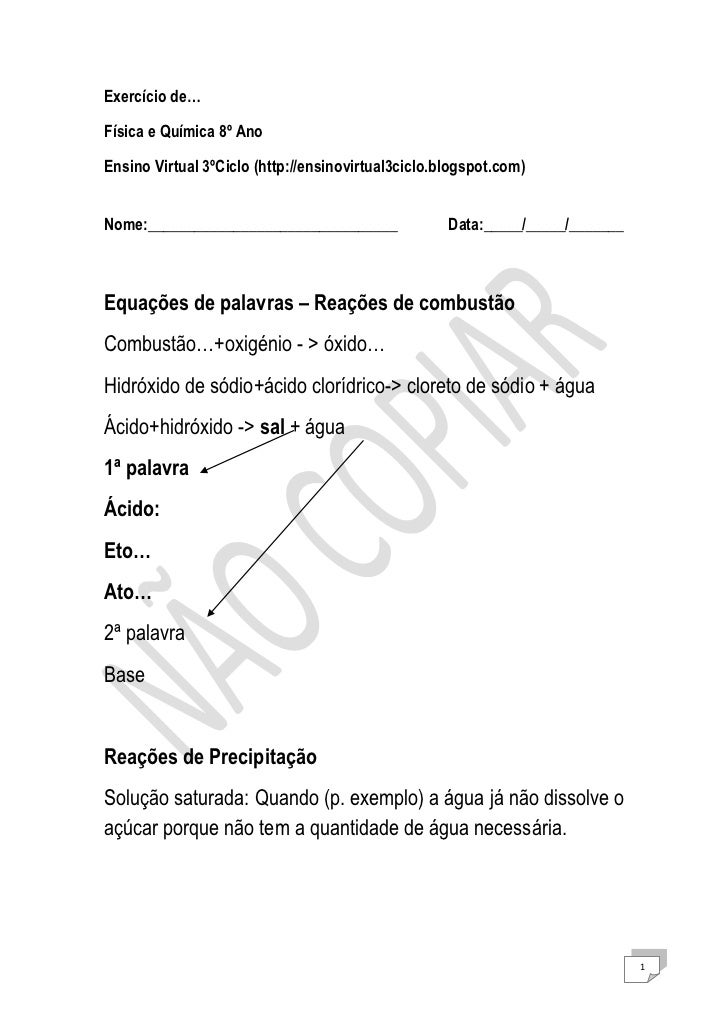 Exercício de…Física e Química 8º AnoEnsino Virtual 3ºCiclo (http://ensinovirtual3ciclo.blogspot.com)Nome:_________________...