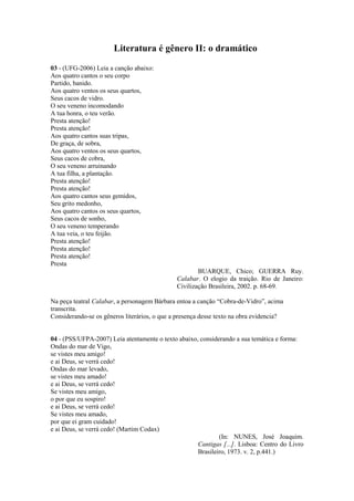  Exercício literatura   professor alexandre