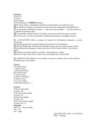  Exercício literatura   professor alexandre