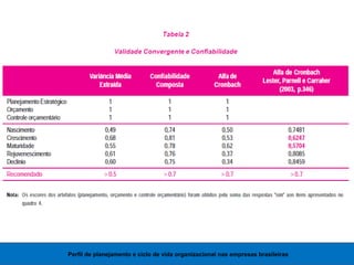 Perfil de planejamento e ciclo de vida organizacional nas empresas brasileiras
 