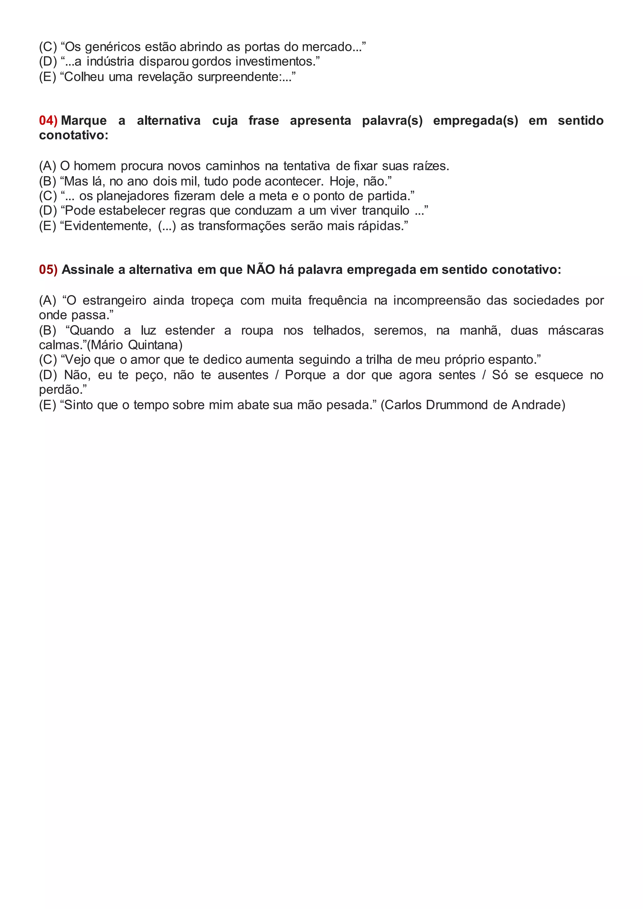 Exercícios sobre gêneros literários | PDF