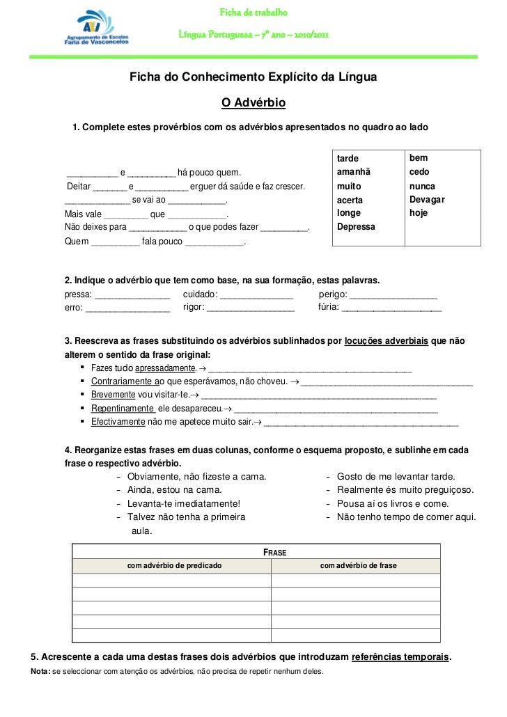 Adverbios De Lugar Em Espanhol Exercicios