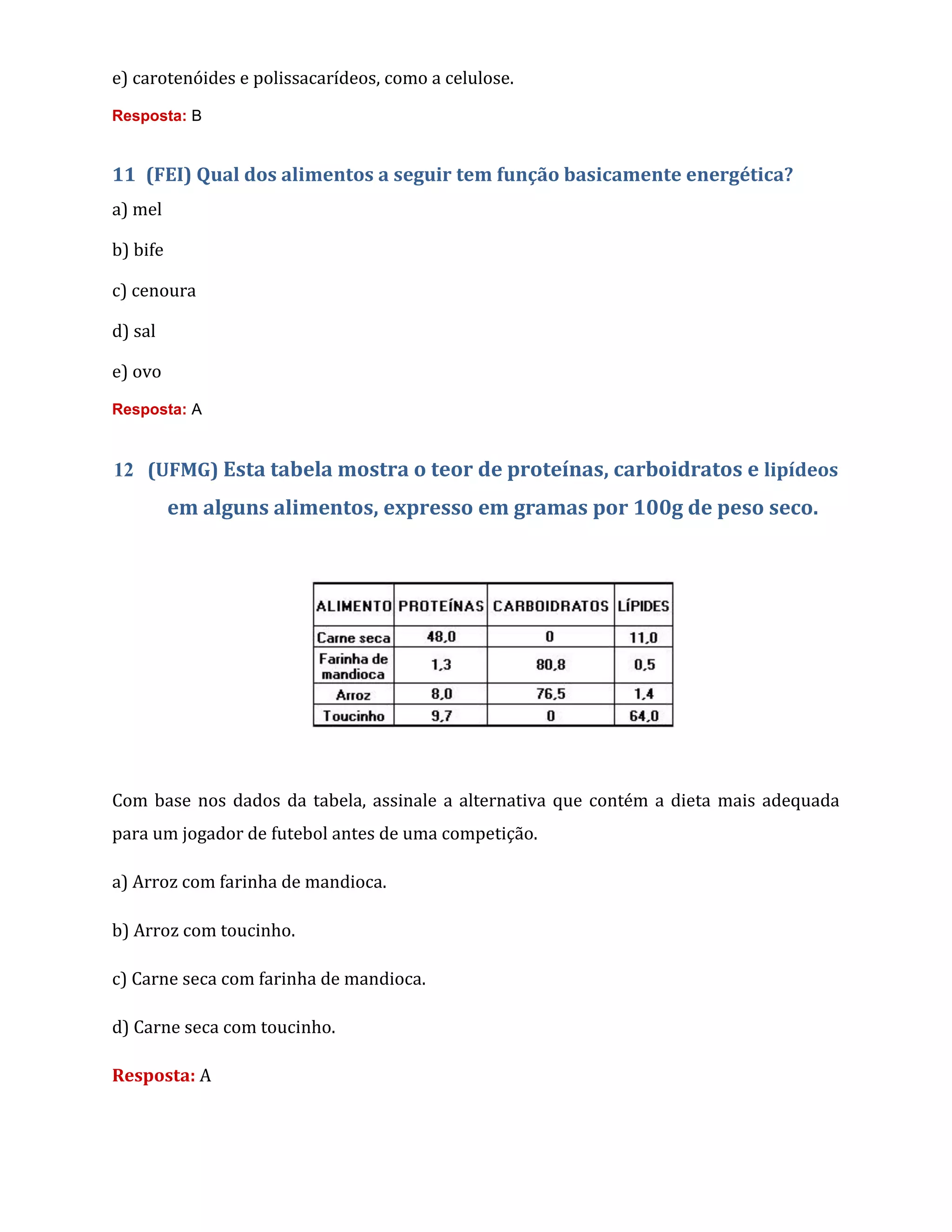 Exercícios carboidratos | PDF