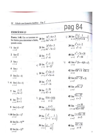 Exercícios de calculo 1   limites