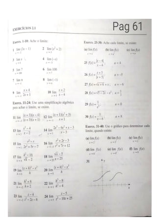 Exercícios de calculo 1   limites