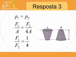 Resposta 3
4
1
4
2
1
21
21
F
F
A
F
A
F
pp
 