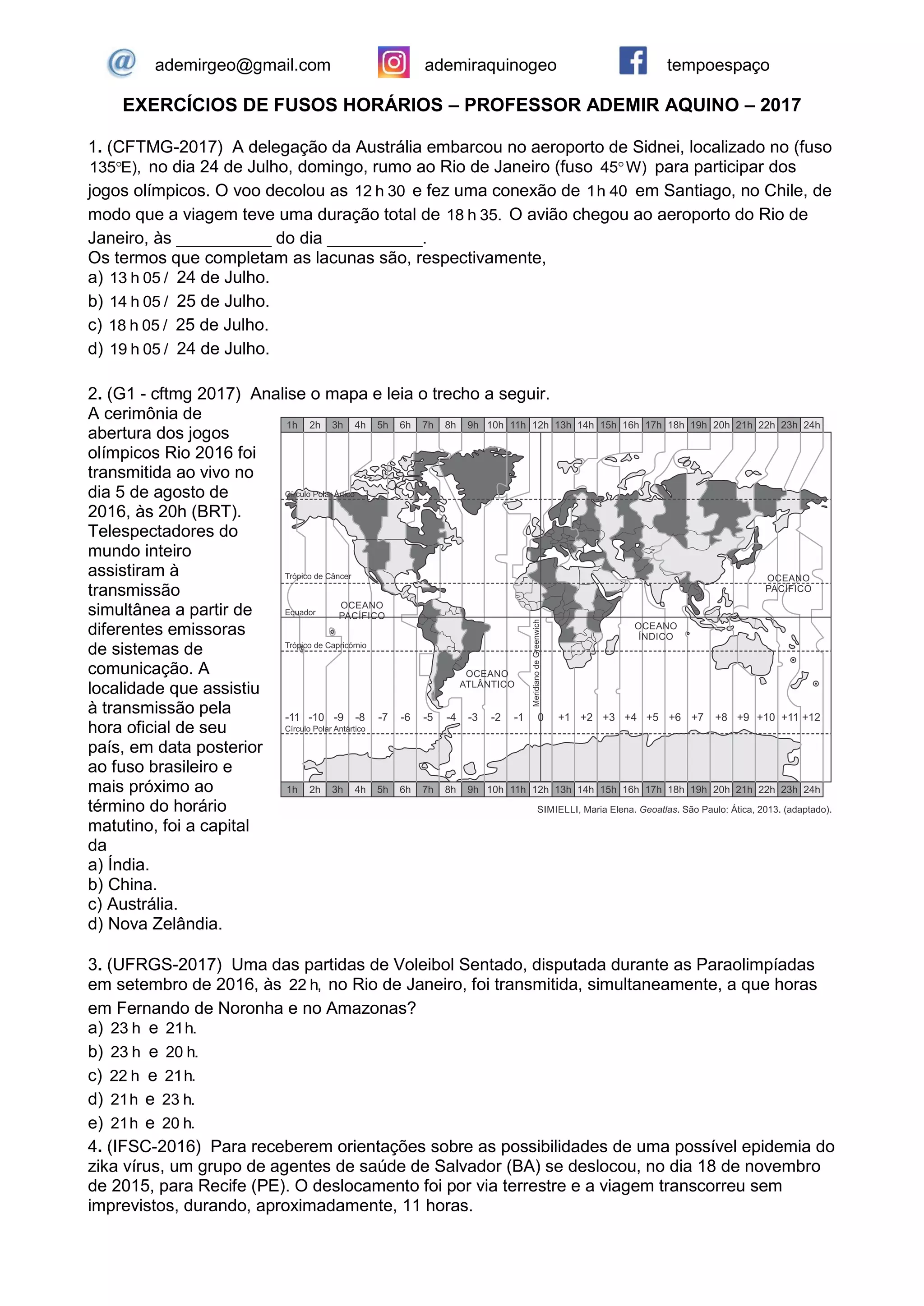 Exercicios De Fusos Horarios Resolvidos - FDPLEARN