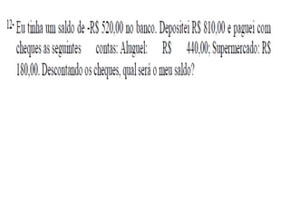 Exercícios de revisão para prova bimestral
