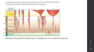 Correia17
9
Selecione três grupos de répteis que se extinguiram até ao final do Cretácico.
 