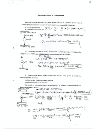 Exercícios de termodinâmica (carnot, rankine e entropia)