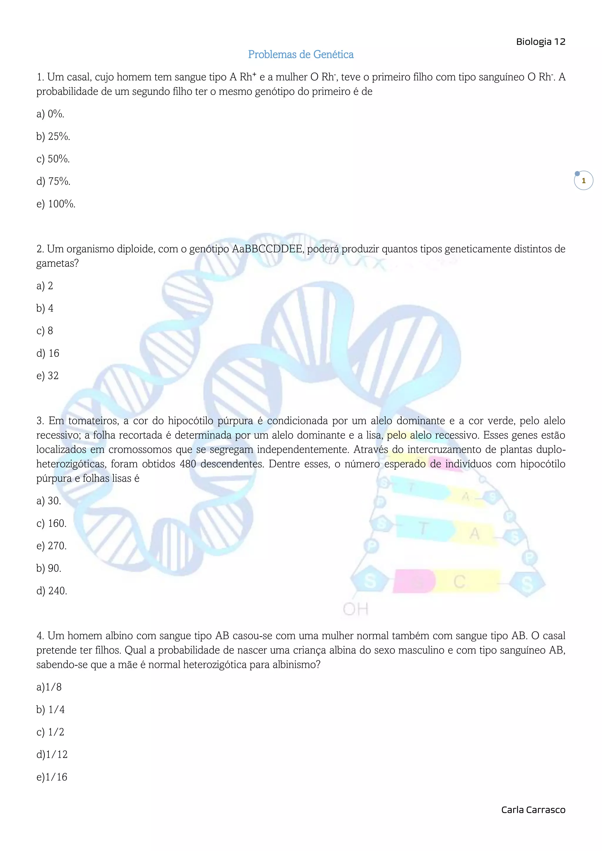 Exercícios genética 5 | PDF