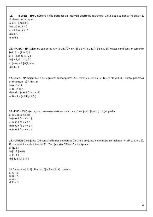 Exercicios Intervalos Reais
