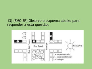 5) João Paulo mudou-se com seus pais para um novo país, o qual ele
desconhecia totalmente. Para entender melhor a sua localização, ele
utilizou um programa na internet que lhe fornecia as coordenadas do
ponto onde ele se encontrava, que eram as seguintes:
Latitude: 55.2º
Longitude: -103.5º
I. A partir dessas informações, assinale em quais hemisférios ele se
encontra:
a) Setentrional e ocidental
b) Boreal e oriental
c) Austral e ocidental
d) Austral e meridional
e) Meridional e oriental
II. Entre os países listados a seguir, assinale aquele que provavelmente é o
novo local de moradia de João Paulo:
a) Argentina
b) Canadá
c) França
d) Austrália
e) China
 