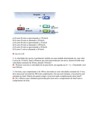Exercícios Livro 1   Movimento Uniforme