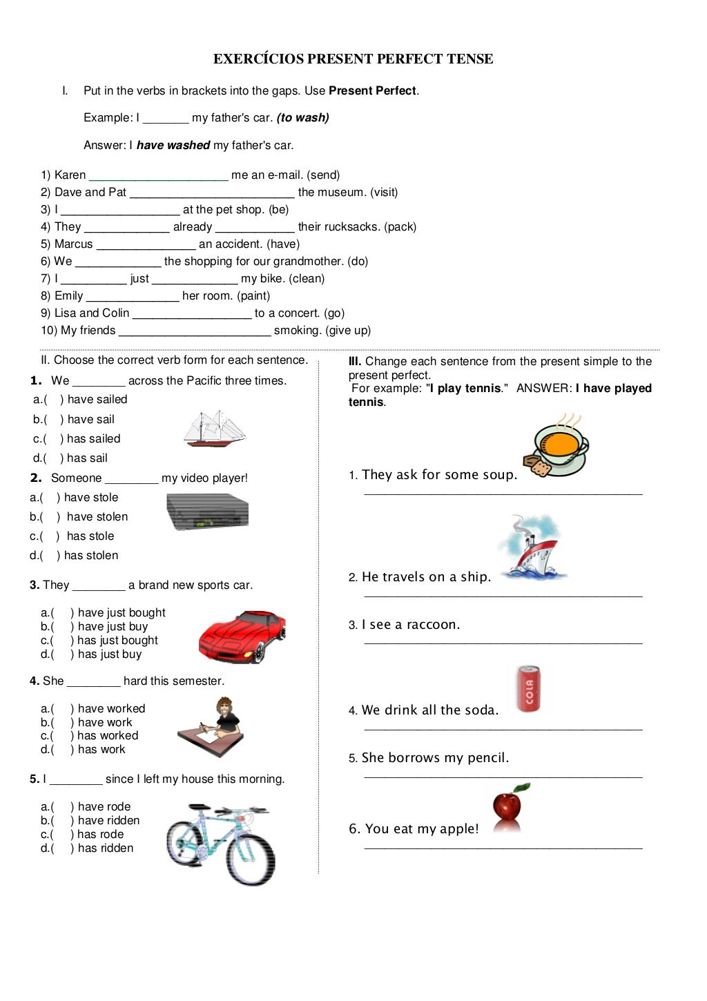 Exercicios De Present Perfect - NAZAEDU