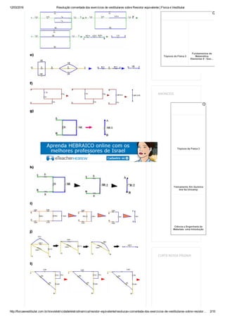 12/03/2016 Resolução comentada dos exercícios de vestibulares sobre Resistor equivalente | Física e Vestibular
http://fisicaevestibular.com.br/novo/eletricidade/eletrodinamica/resistor­equivalente/resolucao­comentada­dos­exercicios­de­vestibulares­sobre­resistor… 2/10
e)
f)
g)
h)
i)
j)
l)
ANÚNCIOS
CURTA NOSSA PÁGINA!
Tópicos de Física 3
Fundamentos de
Matemática
Elementar 9 ­ Geo...
Tópicos de Física 3
Treinamento Em Química
Ime Ita Unicamp
Ciência e Engenharia de
Materiais: uma Introdução
 