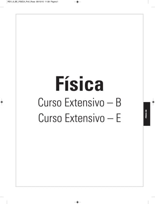 REV_II_A_FISICA_Prof_Rose 08/10/10 15:52 Página 74 
FÍSICA A 3.aS 
A corrente elétrica é dada por: 
Pot 
––– 
U 
600 . 103 
––––––– 
i = = (A) 
i = 1,5 . 104A 
Respostas: a) 1,14 . 104 kWh 
74 – 
b) 1,5 . 104A ou 15kA 
3. (UNESP-SP) – Células fotovoltaicas foram idealizadas e 
desenvolvidas para coletar a energia solar, uma forma de energia 
abundante, e convertê-la em energia elétrica. Estes dispositivos são 
confeccionados com materiais semicondutores que, quando 
iluminados, dão origem a uma corrente elétrica que passa a alimentar 
um circuito elétrico. Considere uma célula de 100cm2 que, ao ser 
iluminada, possa converter 12% da energia solar incidente em energia 
elétrica. Quando um resistor é acoplado à célula, verifica-se que a 
tensão entre os terminais do resistor é 1,6V. Considerando que, num 
dia ensolarado, a célula recebe uma potência de 1kW por metro 
quadrado, calcule a corrente que passa pelo resistor. 
RESOLUÇÃO: 
Levando-se em conta que a célula recebe uma potência de 1kW por metro 
quadrado e que a célula apresenta área de 100cm2, temos: 
P = 1 . 10–2 kW 
Como a célula converte apenas 12% da energia solar incidente em energia 
elétrica, vem 
Peletr = 0,12 . 1 . 10–2kW = 1,2W 
No resistor, a tensão medida é de 1,6V. Assim, podemos calcular a 
intensidade da corrente, fazendo: 
Peletr = i . U ⇒ 1,2 = i . 1,6 
Resposta: 0,75A 
4. (UNIFESP) – A figura representa uma bateria, de força eletromotriz 
E e resistência interna r = 5,0 Ω, ligada a um solenoide de 200 espiras. 
Sabe-se que o amperímetro marca 200 mA e o voltí́metro marca 8,0 V, 
ambos supostos ideais. 
a) Qual o valor da força eletromotriz da bateria? 
b) Qual a intensidade do campo magnético gerado no ponto P, locali - 
zado no meio do interior vazio do solenoide? 
Dados: μ0 = 4π . 10–7 T . m/A; 
B = μ0 i (módulo do campo magnético no interior de um 
solenoide) 
RESOLUÇÃO: 
a) Os terminais da bateria estão submetidos a uma diferença de potencial 
de 8,0V, assim: 
U = E – r i 
8,0 = E – 5,0 . 0,20 
b) A intensidade do campo de indução magnética no interior do solenoide 
é dada por: 
B = μ0 i 
B = 4π . 10–7 . . 0,20 (T) 
Respostas: a) E = 9,0V 
b) B = 8,0π . 10–5T 
i = 0,75A 
N 
––– 
L 
E = 9,0V 
N 
––– 
L 
200 
–––– 
0,20 
B = 8,0π . 10–5T 
104cm2 → 1kW 
102cm2 → P  
40 
 