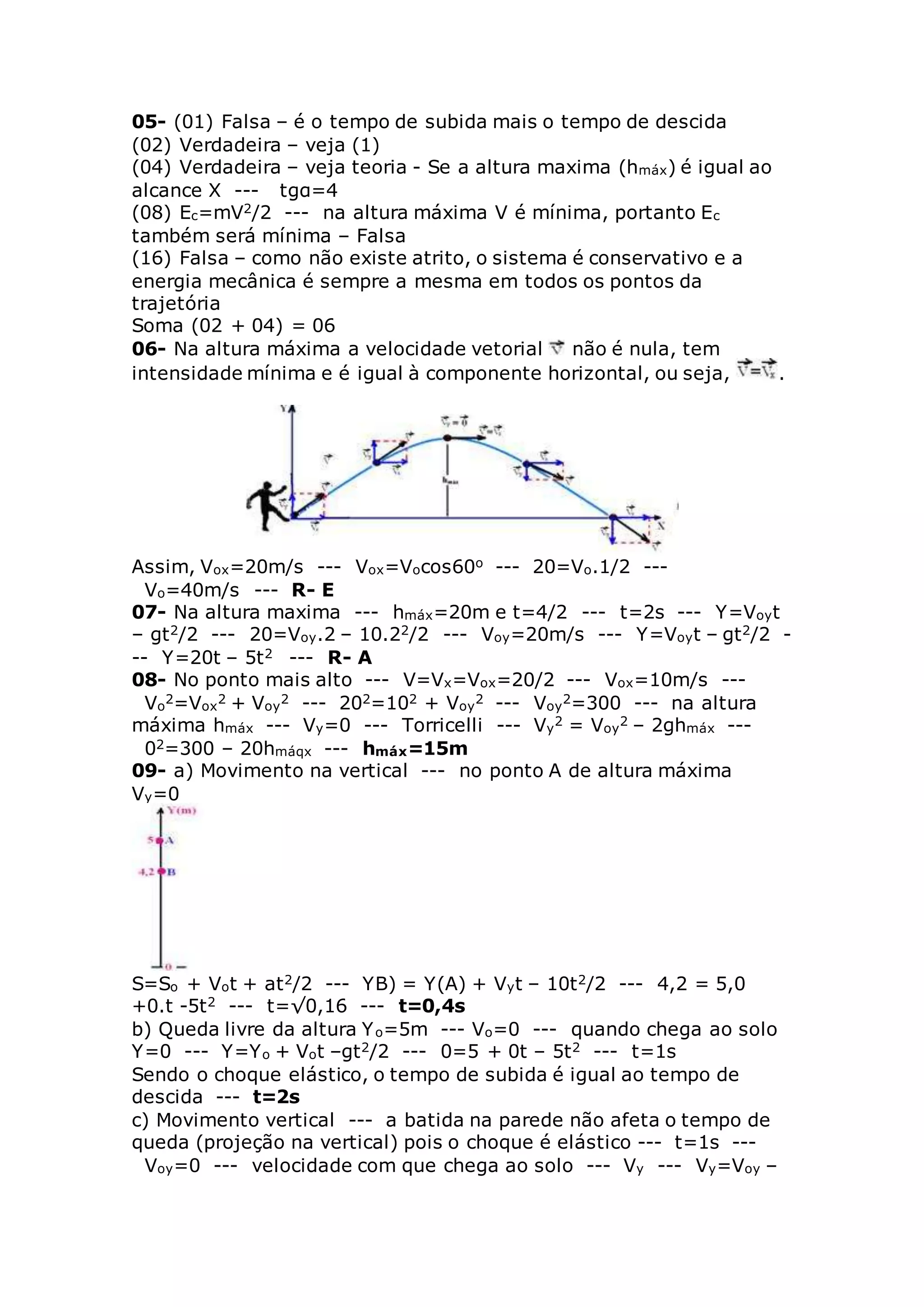 Exercícios resolvidos de lançamento oblíquo | DOCX | Physics | Science