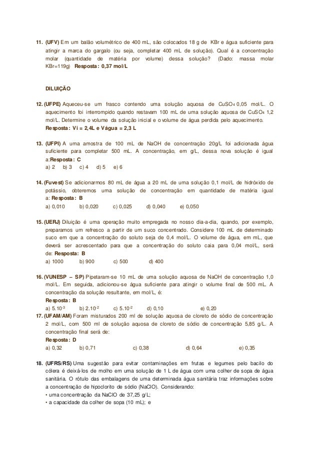 Uma solucao aquosa 2 0 molar de acido cloridrico apresenta