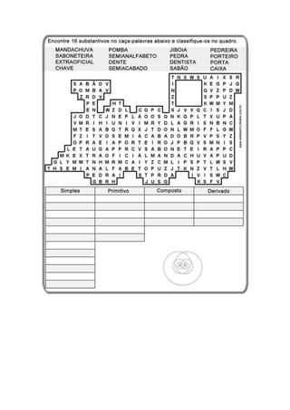 Exercícios substantivos sexto ano