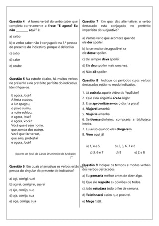 MODOS vERBAIS exercicios para o 3º ano do EM | PDF
