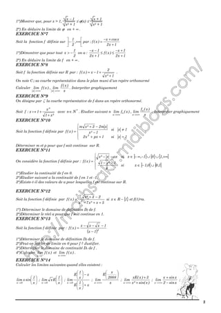Exercice continuité et limites | PDF