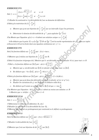 Exercice fonctions réciproques | PDF